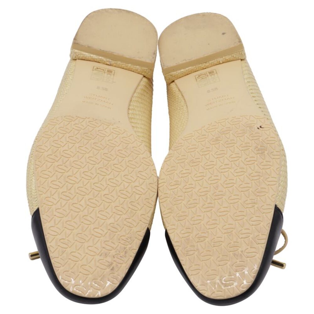 Stuart Weitzman Sleek Bow Ballet Flats in Cream Raffia - Picture 6 of 10